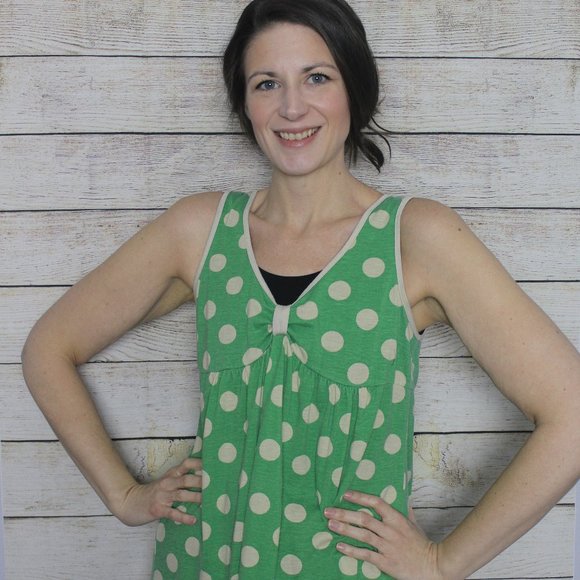 Xhilaration Tops - Xhilaration Green Flowy Baby Doll Top Polka Dots